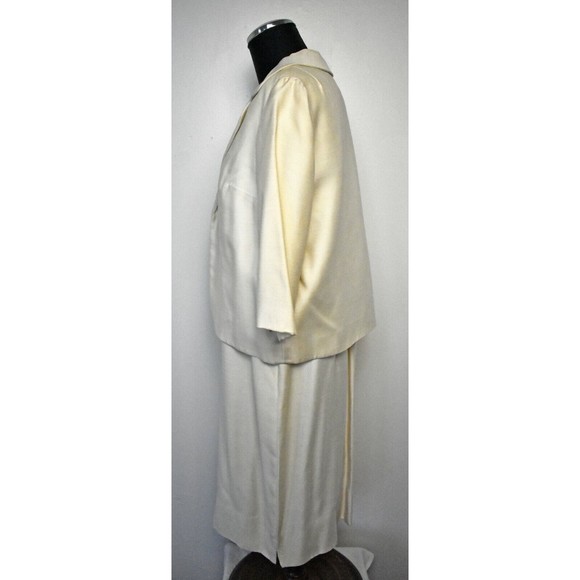 Vintage Marcy Allen 2 Piece Ivory Beaded Neckline Dress & Jacket-Women's Size D - Picture 5 of 12